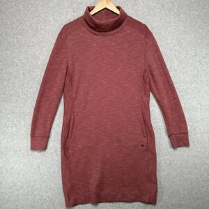 prAna Burgundy Textured Knit Turtleneck Long Sleeve Casual Dress Women's Medium‎
